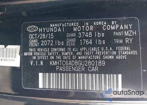 2016 Hyundai Veloster z USA, uszkodzony, nr VIN KMHTC6AD8GU280189